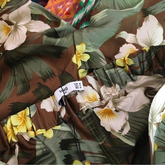 MNG Mango Printed straight leg pants Trouser Satin effect size small new - Picture 4 of 9